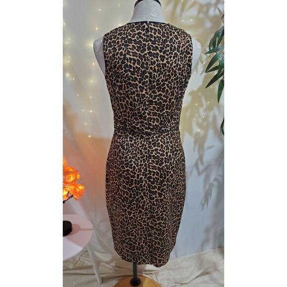 J. Crew NWT Leopard Animal Print Sheath Dress Womens Size 2 Bi-Stretch Cotton - Picture 4 of 13